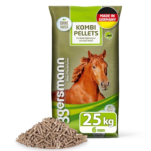 Eggersmann Mein Pferdefutter Kombi Pellets 6 mm 25 kg - Pelletiertes Mischfutter für Pferde & Ponys - Ideale Ergänzung zur Hafer- & Heufütterung - Pferdefutter eiweißreduziert & haferfrei von Eggersmann Mein Pferdefutter