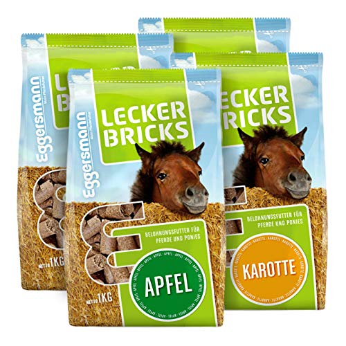 Eggersmann Lecker Bricks 4er Set – Pferdeleckerlis Mix Apfel & Karotte – Belohnungsfutter Leckerli-Set 4 x 1 kg von Eggersmann Mein Pferdefutter
