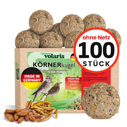 Eggersmann volaris 100 Stück Meisenknödel Protein ohne Netz 9 kg | Körnerkugel für Wildvögel |Nährstoffreiches Ganzahresfutter für alle Vogelarten von Eggersmann Mein Pferdefutter