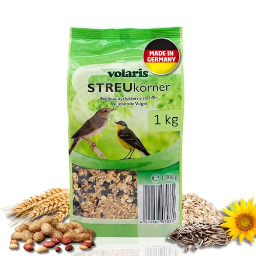 Eggersmann volaris 1 kg Volaris Streukörner | Fett-& Energiereich | für alle Vogelarten | Vogelfutter Wildvögel ganzjährig | Wildvogelfutter Sonnenblumenkerne von Eggersmann volaris