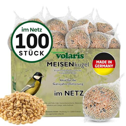 Eggersmann volaris 100 Stück Meisenknödel MEISENkugel mit Netz 9 kg | Körnerkugel für Wildvögel | Nährstoffreiches Ganzahresfutter für alle Vogelarten von Eggersmann volaris