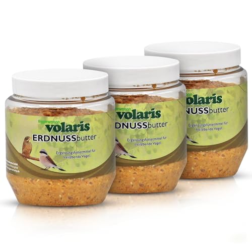 Eggersmann volaris 3 x 350g Premium Erdnussbutter für Wildvögel - Kalorienreiches Fettfutter - Erdnussbutter Vögel im Kunststoff - Glas (3 x 350 g, Natur) von Eggersmann volaris