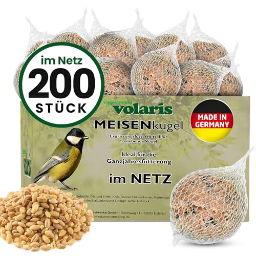 Eggersmann volaris 200 Stück Meisenknödel MEISENkugel mit Netz 18 kg | Körnerkugel für Wildvögel | Nährstoffreiches Ganzahresfutter für alle Vogelarten von Eggersmann volaris