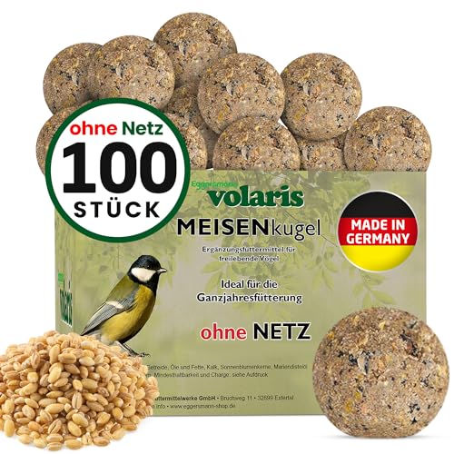 Eggersmann volaris 100 Stück Meisenknödel MEISENkugel ohne Netz 9 kg | Körnerkugel für Wildvögel | Nährstoffreiches Ganzahresfutter für alle Vogelarten von Eggersmann volaris