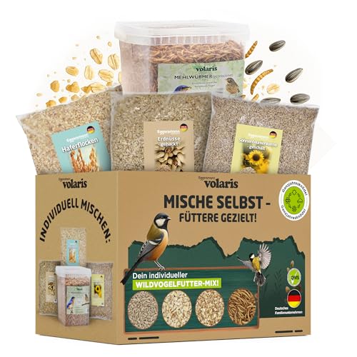 Eggersmann volaris Selbst-Mix-Bundle für Wildvögel – Sonnenblumenkerne, Erdnüsse, Haferflocken 2 kg & Mehlwürmer 900 g – Natürliches Vogelfutter zum Mischen – Ideal als Ganzjahresfutter Eggersmann volaris Selbst-Mix-Bundle für Wildvögel – Sonnenblumenkerne, Erdnüsse, Haferflocken 2 kg & Mehlwürmer 900 g – Natürliches Vogelfutter zum Mischen – Ideal als Ganzjahresfutter von Eggersmann volaris