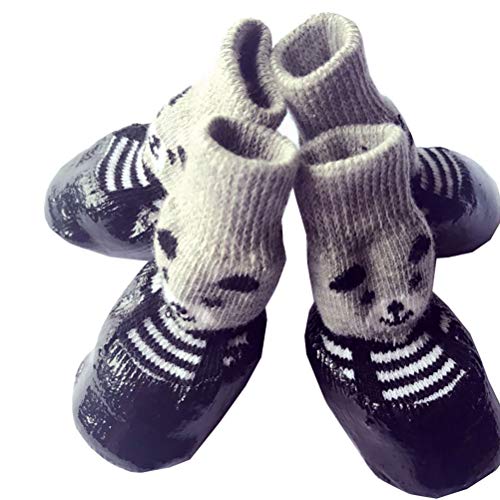 Egujiwa 4PCS Haustier Socken Anti Slip wasserdichte Pfote Outdoor Sport Socken Schuhe Stiefel Hunde Schutzhülle Pfote Regen Schnee Schuhe (Black_M) von Egujiwa