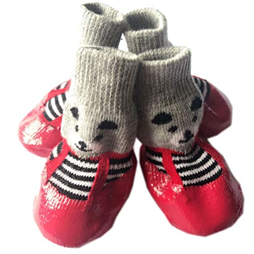Egujiwa 4PCS Haustier Socken Anti Slip wasserdichte Pfote Outdoor Sport Socken Schuhe Stiefel Hunde Schutzhülle Pfote Regen Schnee Schuhe (red_M) von Egujiwa