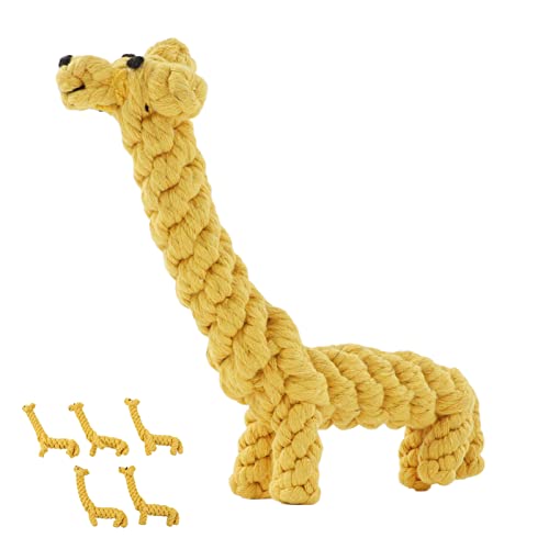 Egujiwa 5 Stück Baumwollseil-Hundespielzeug, Giraffen-Design, Zahnreinigungs-Hundekauspielzeug für Kleine und Mittelgroße Hunde von Egujiwa