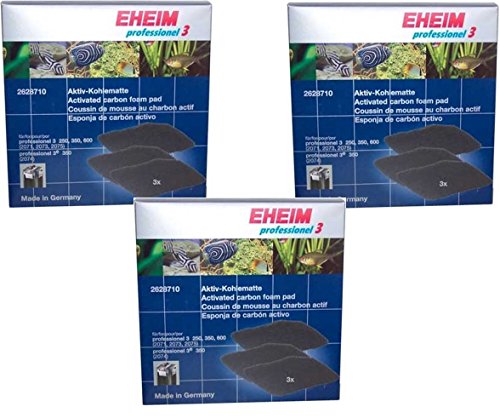 Eheim Carbon Filter Pad für Professional 3 Ultra G Filter 2071–2075–9 Total Filter (3 Packungen mit 3 Pads pro Pack) von Eheim