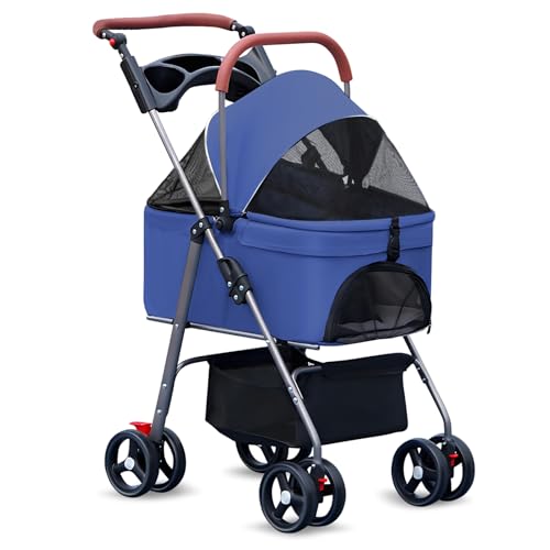 ehozirta Hunde-Kinderwagen, Haustier-Kinderwagen, zusammenklappbarer einfach zusammenklappbar mit herausnehmbarem Innenfutter, Sicherheitsgurt, Aufbewahrungskorb, Hunde-/Katzen-Welpen-Kinderwagen, 1 ehozirta Hunde-Kinderwagen, Haustier-Kinderwagen, zusammenklappbarer einfach zusammenklappbar mit herausnehmbarem Innenfutter, Sicherheitsgurt, Aufbewahrungskorb, Hunde-/Katzen-Welpen-Kinderwagen, 1 von ehozirta
