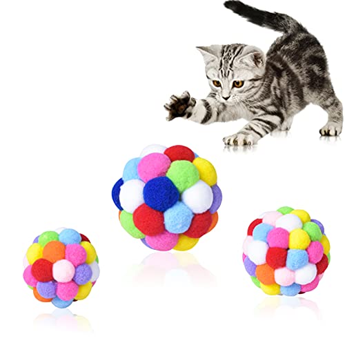 Ehuihuan Bunte Plüschbälle Katzenspielzeug, Interaktives Katzenspielzeug Ball mit Glocke, 3er Set Bunte Katzenbälle für Kitten, Katzenspielzeuge für Katzen und Kätzchen, Spiel und Spaß, L M S Ehuihuan Bunte Plüschbälle Katzenspielzeug, Interaktives Katzenspielzeug Ball mit Glocke, 3er Set Bunte Katzenbälle für Kitten, Katzenspielzeuge für Katzen und Kätzchen, Spiel und Spaß, L M S von Ehuihuan