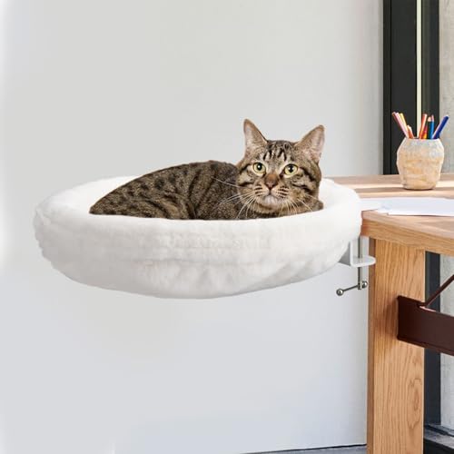 Katzen-Schreibtischbett – Katzenhängematte für den Schreibtisch, weicher Kunstfellstoff, verstellbares Katzenregalbett für Indoor-Katzen, einfache Installation, waschbare Haustiermatte, unterstützt Katzen-Schreibtischbett – Katzenhängematte für den Schreibtisch, weicher Kunstfellstoff, verstellbares Katzenregalbett für Indoor-Katzen, einfache Installation, waschbare Haustiermatte, unterstützt von Ehzyaz