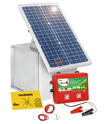 Eider 30 Watt Solar Box & 12 Volt Weidezaungerät Bison - ökologischer Solarstrom - universell für viele Tierarten geeignet von Eider
