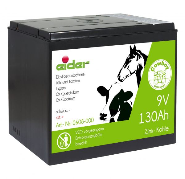 Eider ZINK-KOHLE 130Ah - 9V Weidezaunbatterie, Trockenbatterie für ... von Eider