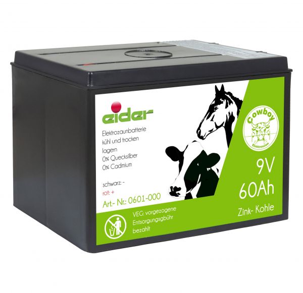 Eider Zink Kohle 9V - 60 Ah Weidezaunbatterie - Batterie für Weidez... von Eider