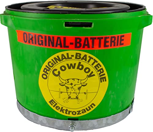 Original Cowboy Weidezaunbatterie 10,5 Volt grün B5 TURBO mit Erdungsplatte, Trockenbatterie, Batterie für Eider Weidezaungerät Bullenschreck - Anschluss mittels Anschlusskabel von Eider