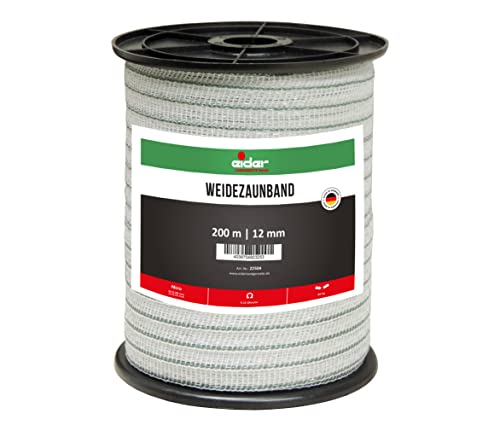 Weidezaunband, 12 mm, weiß/grün - 200 m Rolle - für Pferde, Ponys und Rinder - gut sichtbare Farbgebung - Made in Germany (1 Rolle) von Eider