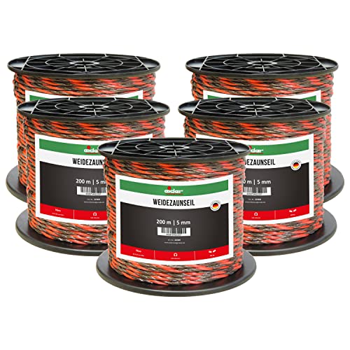 Weidezaunseil, 5 mm Ø, braun/rot - 200 m Rolle - gut sichtbare Farbgebung - ideal für Pferde, Ponys & Rinder - Made in Germany (5 Rollen) von Eider