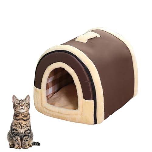 Kleines Haustierhaus für Herbst und Winter, tragbares Haustierbett mit Griff, 2-in-1 faltbares Haustierbett für Katzen und kleine Hunde Kleines Haustierhaus für Herbst und Winter, tragbares Haustierbett mit Griff, 2-in-1 faltbares Haustierbett für Katzen und kleine Hunde von Eidoct