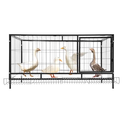 Großer Hühnerstall Freilaufgehege, 120 x 58 x 62 cm Hühnerkäfig mit Automatischer Eiersammlung, Metall Kaninchenstall, Tiergehege für Kleintiere Ente, Kaninchen von Eieblek