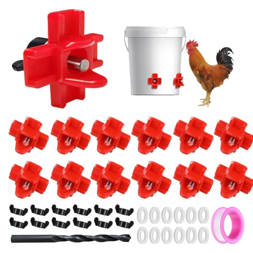 Eieenotee 12 St¨¹ck Horizontale H¨¹hnertr?nkennippel mit Bohrern, Auslaufsicheres Gefl¨¹geltr?nkesystem f¨¹r H¨¹hnerst?lle, f¨¹r Den Au?enbereich von Eieenotee