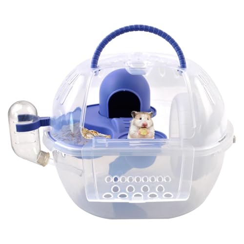 Eieenotee Hamstertravel -Tr?ger mit Stillen ¨¹bungsr?dern Tragbarer Tr?ger 2 Stufen Wasserflasche Lebensmittelgeschirr Umh?ndige Tragetasche Blau von Eieenotee