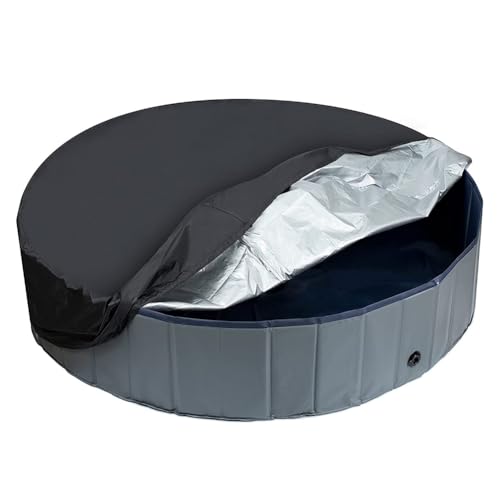 Eieenotee Kiddie Pool Cover Hunde Badepool Abdeckung Set Rund Faltbare Tragbare Oberirdische Haustierbadwanne Abdeckung von Eieenotee