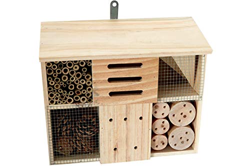 Eifa Insektenhotel Quadratisch 6 Kammern Holz/Nistkasten Natur 29 x 33 cm 6 Kammern Insektenhaus aus Holz für Bienen, Schmetterlinge, Käfer & andere Tiere von Eifa