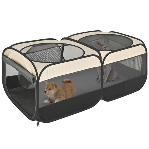 2-in-1-Hunde-Laufstall, 117 cm, Pop-Up-Laufstall, montagefrei, für drinnen und draußen, Kätzchengehege, Katzenkäfig, tragbares Welpenzelt, Hundehütte für kleine Tiere (ohne Trennwand, einheitlicher von EighteenTek