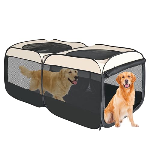 2-in-1-Hunde-Laufstall, 180 cm, Pop-Up-Laufstall, montagefrei, für drinnen und draußen, Kätzchengehege, Katzenkäfig, tragbares Welpenzelt, Hundehütte für kleine Tiere (ohne Trennwand, einheitlicher von EighteenTek