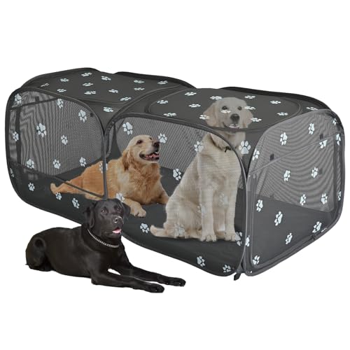 2-in-1-Hunde-Laufstall, 180 cm, Pop-Up-Laufstall, montagefrei, für drinnen und draußen, Kätzchengehege, atmungsaktiver Katzenkäfig, tragbare Welpenzeltkisten, geräumige Hundehütte für kleine Tiere von EighteenTek