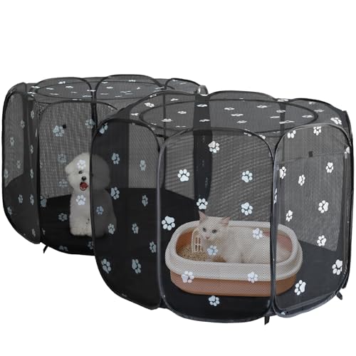 2-in-1-Katzen-Laufstall mit Urinierunterlage, 182,9 cm, Pop-Up-Laufstall für drinnen und draußen, tragbarer Haustier-Laufstall, Kätzchen, Welpen, faltbarer Laufstall, Katzen-/Hundezelt, Käfigkäfig (M, 2-in-1-Katzen-Laufstall mit Urinierunterlage, 182,9 cm, Pop-Up-Laufstall für drinnen und draußen, tragbarer Haustier-Laufstall, Kätzchen, Welpen, faltbarer Laufstall, Katzen-/Hundezelt, Käfigkäfig (M, von EighteenTek