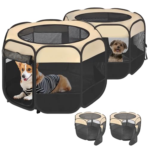 2-in-1 Pop-Up-Katzenlaufstall, abnehmbar in 2 separate Gehege, montagefrei, tragbares Welpenhaus, zusammenklappbare Hundekisten, Haustiergehege, Zelt, Zwinger, Kätzchen, Käfig, für drinnen und draußen 2-in-1 Pop-Up-Katzenlaufstall, abnehmbar in 2 separate Gehege, montagefrei, tragbares Welpenhaus, zusammenklappbare Hundekisten, Haustiergehege, Zelt, Zwinger, Kätzchen, Käfig, für drinnen und draußen von EighteenTek