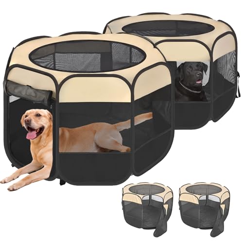 2-in-1 XLarge Pop-Up-Laufstall für Hunde und Katzen, abnehmbar in 2 separate Gehege, montagefrei, tragbar, Welpenhaus, zusammenklappbare Kisten, Haustiergehege, Zelt, Zwinger, Kätzchen, Käfig, für von EighteenTek