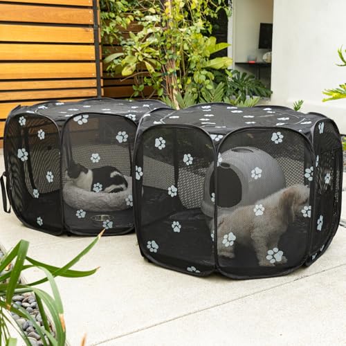 EighteenTek 2-in-1-Katzen-Laufstall, 147,3 cm, Pop-Up-Laufstall für drinnen und draußen, tragbar, Laufstall, Kätzchen, Welpen, Faltbarer Laufstall, Katzen-Hundezelt, Käfig, Zwinger (S, 147,3 cm L x EighteenTek 2-in-1-Katzen-Laufstall, 147,3 cm, Pop-Up-Laufstall für drinnen und draußen, tragbar, Laufstall, Kätzchen, Welpen, Faltbarer Laufstall, Katzen-Hundezelt, Käfig, Zwinger (S, 147,3 cm L x von EighteenTek