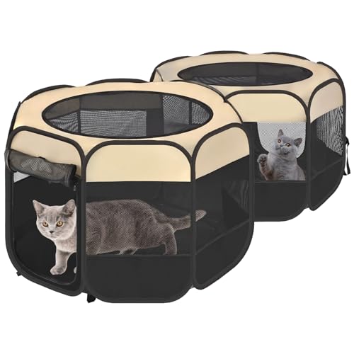EighteenTek 2-in-1 Pop-Up-Katzenlaufstall, montagefrei, für drinnen und draußen, Katzenzelt, Käfig, tragbarer und faltbarer Laufstall für Kätzchen (ohne Trennwand, einheitlicher Raum) von EighteenTek