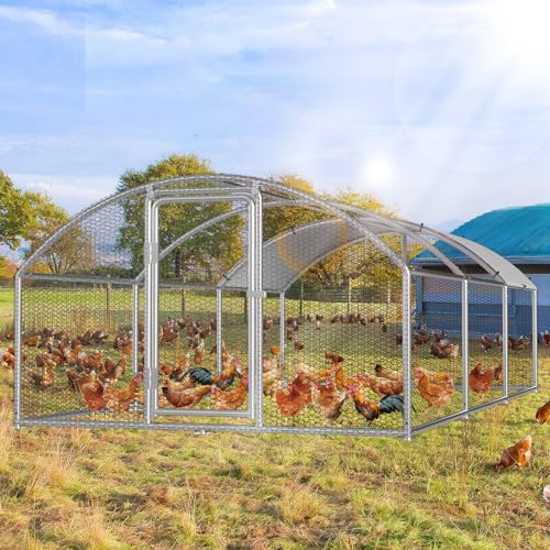 Eikuavons Hühnerstall, 3x6x2m Kuppel Dach Hühnerhaus Freilaufgehege, mit Schloss aus Verzinkter Stahl und Wasserdichtes PE-Farbtuch Tiergehege, Schnell zu reinigen von Eikuavons