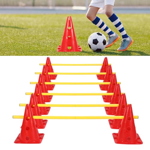 Eikuavons Steckhürdenset Hund, Steckhürdenset 12 Kegel mit 6 Stangen, Agility Hürden Steckhürden Set, Koordinationstraining für Kinder Hunde Teamsport Fussball, Multifunktionskegel, für Hundesport Eikuavons Steckhürdenset Hund, Steckhürdenset 12 Kegel mit 6 Stangen, Agility Hürden Steckhürden Set, Koordinationstraining für Kinder Hunde Teamsport Fussball, Multifunktionskegel, für Hundesport von Eikuavons
