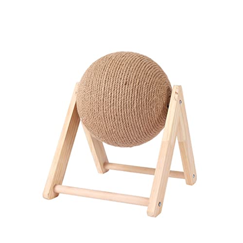 Cat Scratching Ball, Sisal Scratching Ball, Cat Scratching Ball, Scratching Toy, Cat Wooden Scratching Ball, Solid Wood Cat Climbing Frame, Interactive Toy with Sisal Hanging Ball(L) von Eivdru