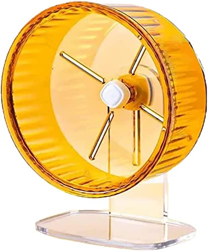 Eivdru Laufrad für Hamster, leise, transparent, Käfigzubehör, Basis aus Acryl/Holz, höhenverstellbar, stumm mit zwei Achsen, weiche Vorsprünge, Laufrad für Nagetiere (Orange, 23 cm) von Eivdru