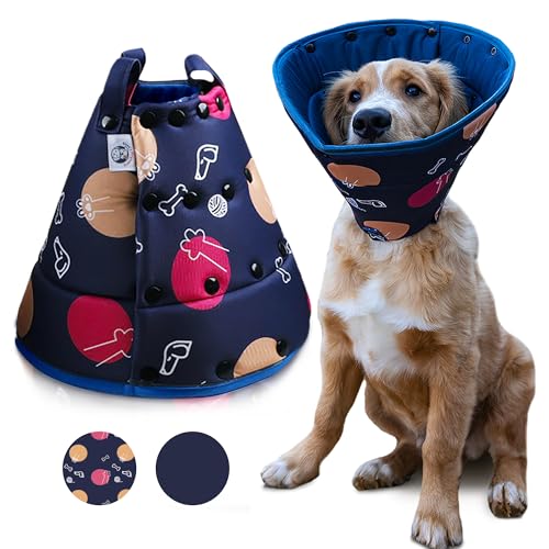 Ejona's furryfamily Bequemer, verstellbarer Hunde- und Katzenkegel – nach Operationen rutschfestes Halsband – von XS bis XXL, atmungsaktiv und wasserdicht (XXL (53,3 cm - 63,5 cm) (Tiefe 30,5 cm) von Ejona's furryfamily