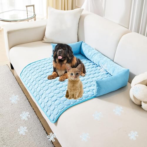 Ejoyiso Pelzbarn Kühlendes Sofabett, Pelsbarn, Pelzbarn Kühlmatte, Pelzbarn Kühlendes Hundebett Bringen Sie Ihrem Haustier EIN Cooles Sommererlebnis, Maschinenwaschbar (Blau, 70 X 70 cm) von Ejoyiso