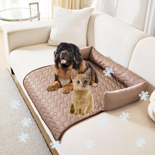Ejoyiso Pelzbarn Kühlendes Sofabett, Pelsbarn, Pelzbarn Kühlmatte, Pelzbarn Kühlendes Hundebett Bringen Sie Ihrem Haustier EIN Cooles Sommererlebnis, Maschinenwaschbar (Kaffee, 70 X 70 cm) von Ejoyiso