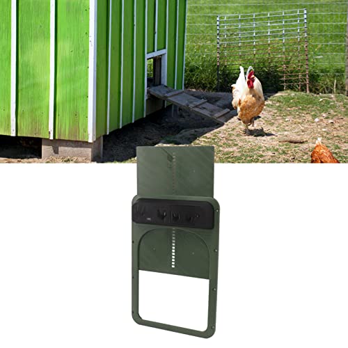 Automatische Hühnerklappe mit Lichtsensor, Automatisch Hühnerstall Tür Kunststoff Türöffner Hühnerstalltür Automatisch Öffnen Schließen für Hühnerstall, für Sichere Hühneraufzuch (Olivgrün) von Ejoyous