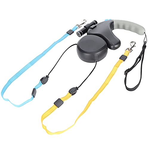 Double Dog Lead für Gehen 2 Hunde, Retractable Dog Lash Heavy Duty Excorable Dog Lead mit Scheinwerferlicht, für Kleine Hunde, die Gehenstraining (Black) von Ejoyous