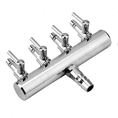 Ejoyous Aquarium Luftverteiler, Aquarium Schlauch Splitter Edelstahl Aquarium Metall Luftabsperrhahn Luftleitungs Splitter, für 4/8mm Schlauch Luftpumpe (8 bis 4 mm Vierloch-Splitterkopf) von Ejoyous