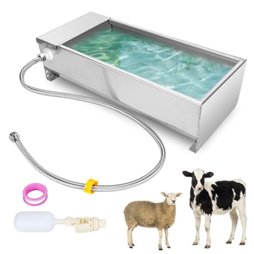 Ejoyous Automatischer Viehwassertrog, Tier Trinkwassertank mit Schwimmerventil Kit Edelstahl Automatischer Hundewasserspender Outdoor Selbstbefüllende Bewässerungsschale für von Ejoyous