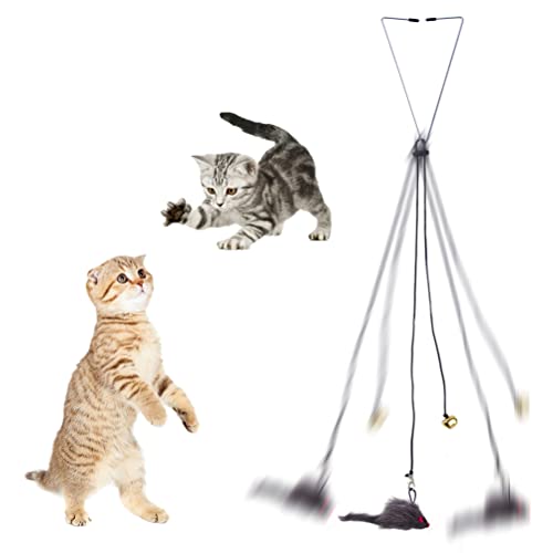 Ejoyous Automatisches Katzenspielzeug Federnde Maus Spielzeug für Katzen mit einstellbarem Gummiseil Trainingsspielzeug für alle Altersstufen (Eichhörnchen) von Ejoyous