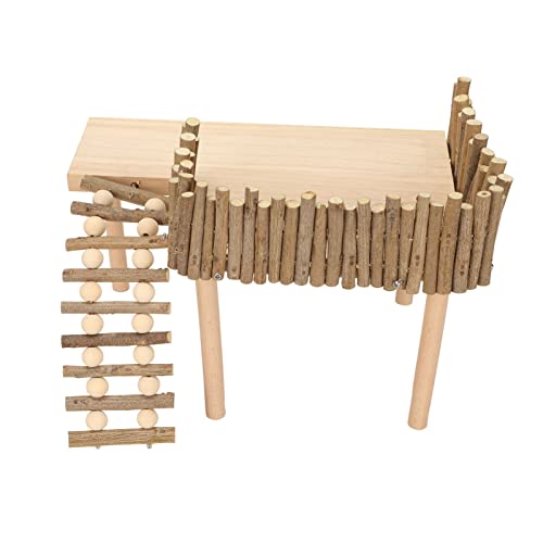 Ejoyous Hamster -Aufstiegplattformen, Holz Hamster Aktivität Spielplatz Kleine Tiere Kletterbrückenplattformen mit Leiter für Eichhörnchen Meerschweinchen Goldener Bärenzuckergleiter von Ejoyous