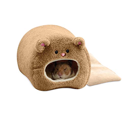 Ejoyous Hamster Haus Bär Geformt, Hamster Hamster Bett Plüsch Warmes Haustier Zwinger mit Matte, für Kleine Tiere Ratten Hamster Eichhörnchen Vögel Vögel (Brown) von Ejoyous